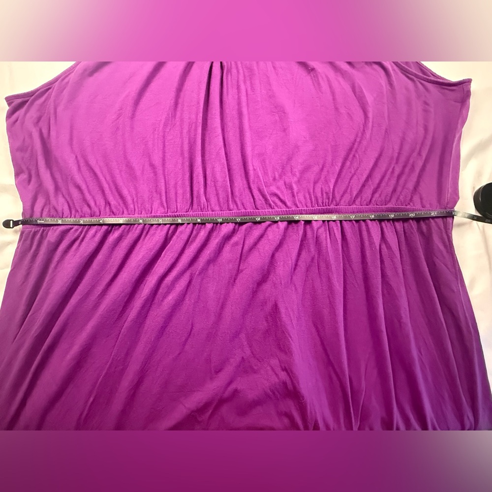 Lane Bryant Purple Maxi Dress Size 26/28 Sleeveless Stretch Empire Waist - Picture 3 of 8